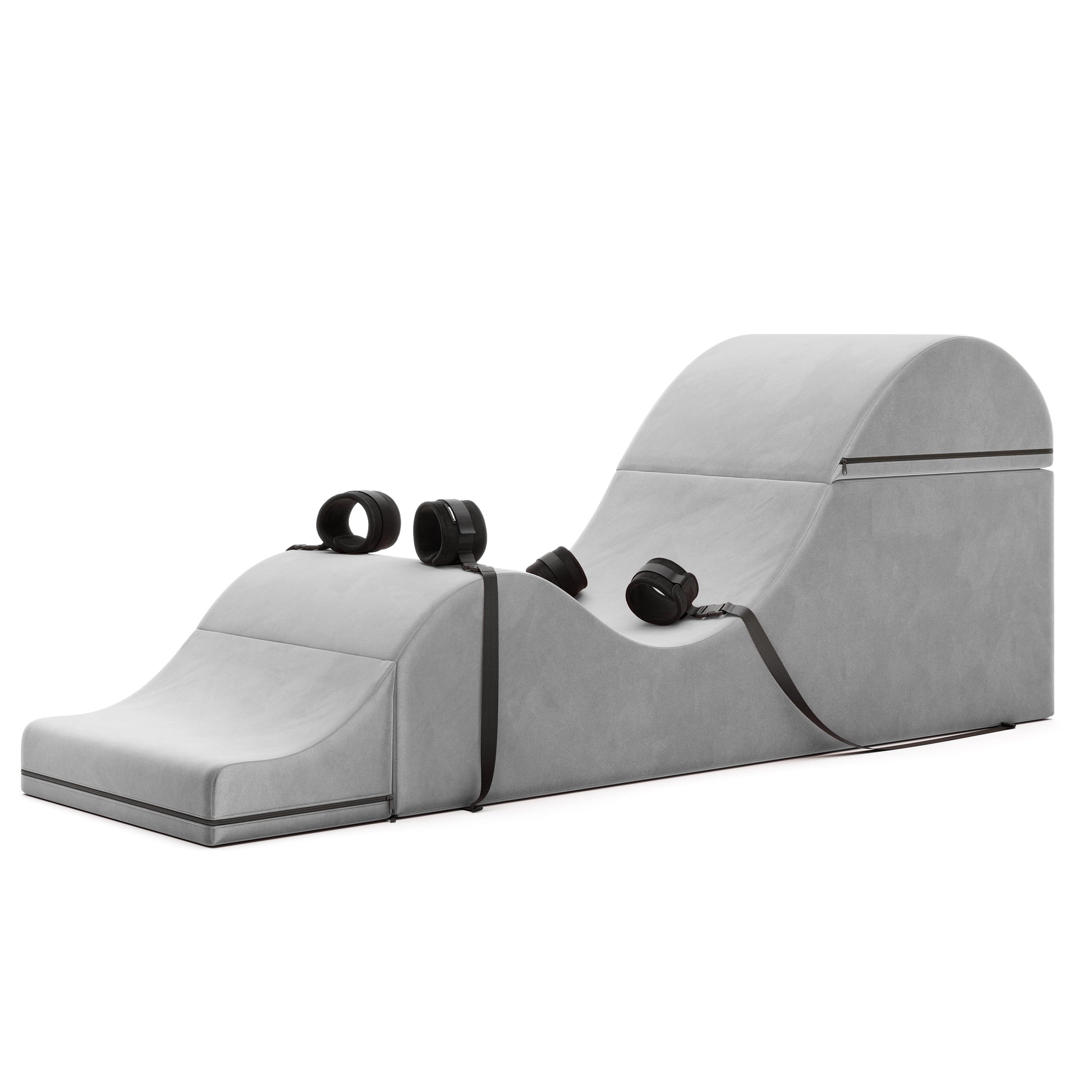 Liberator Bondage Aria Convertible Sex Chaise & End Of Bed Bench - Microvelvet Platinum Gray