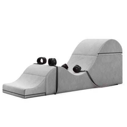 Liberator Bondage Aria Convertible Sex Chaise & End Of Bed Bench - Microvelvet Platinum Gray
