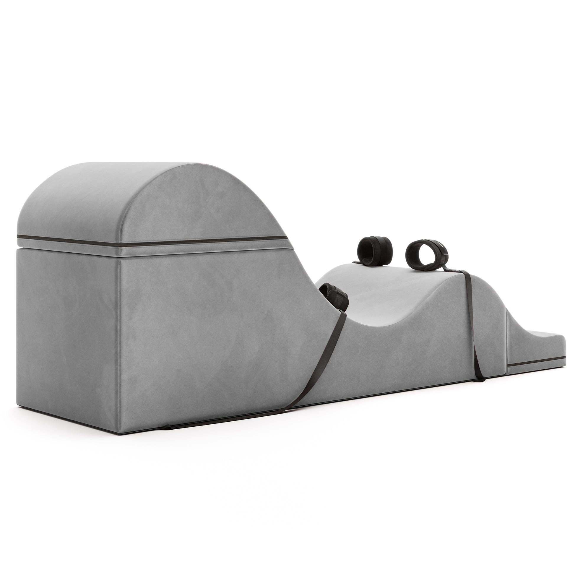 Liberator Bondage Aria Convertible Sex Chaise & End Of Bed Bench - Microvelvet Platinum Gray