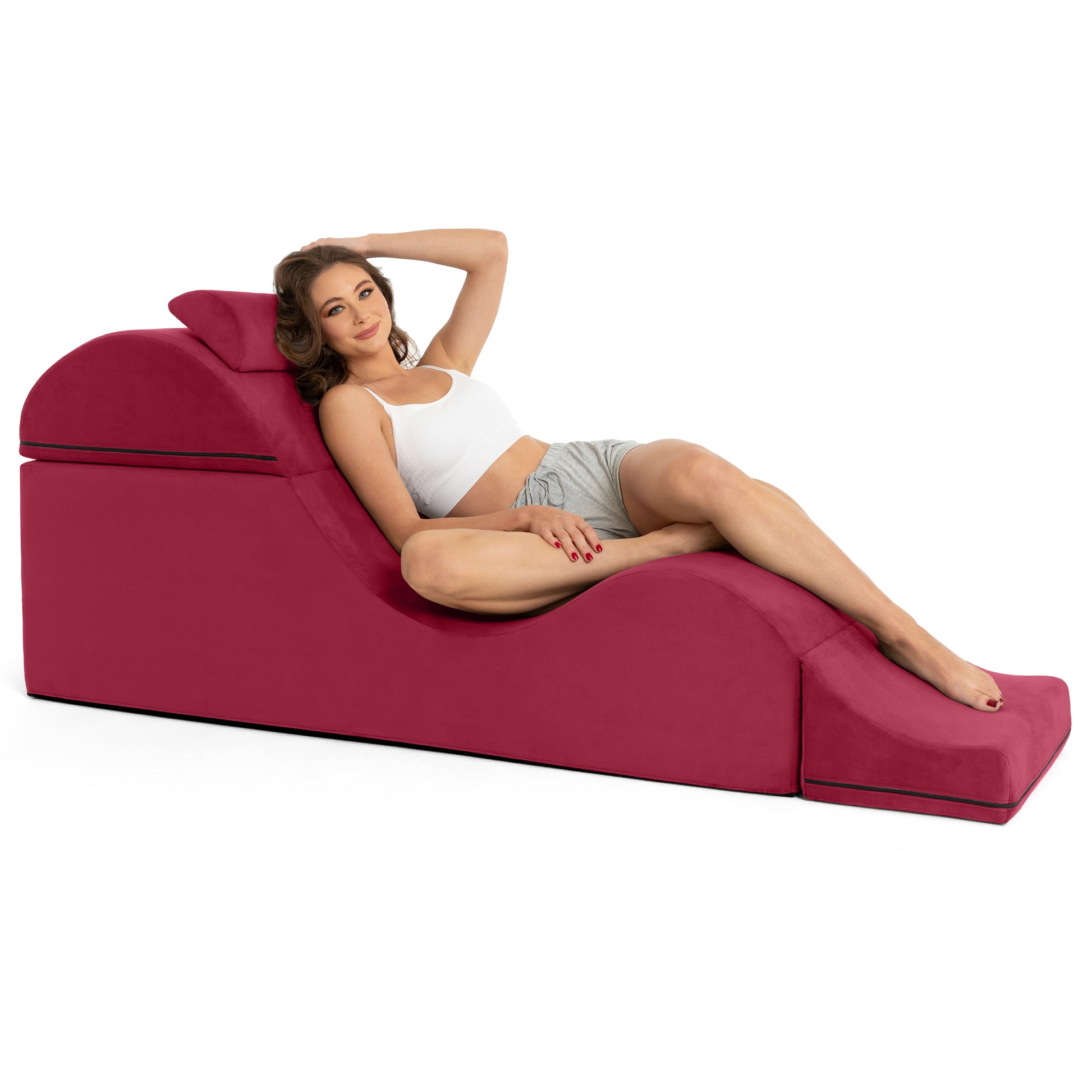 Liberator Aria Convertible Sex Chaise & End Of Bed Bench - X-Wide Microvelvet Merlot