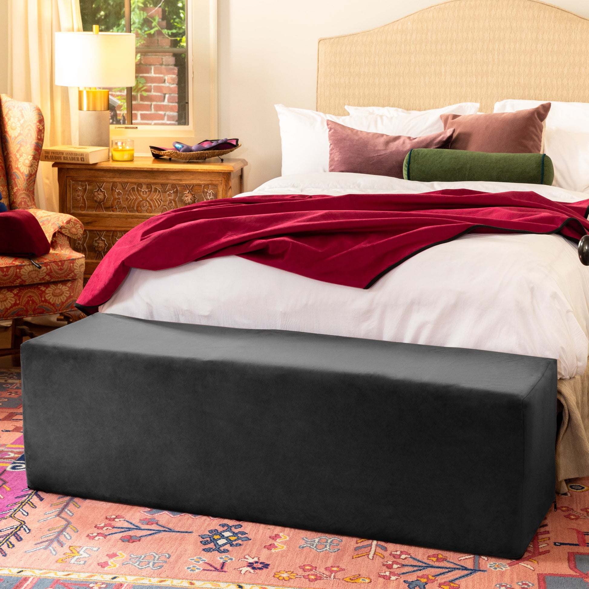 Liberator Aria Convertible Sex Chaise & End Of Bed Bench - Microvelvet Black