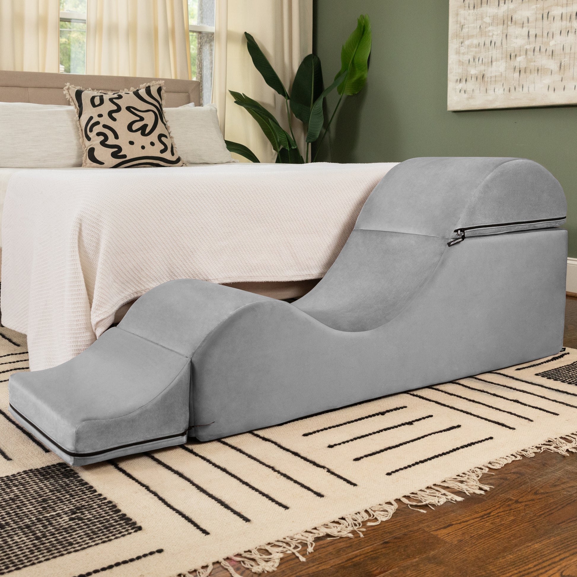 Liberator Aria Convertible Sex Chaise & End Of Bed Bench - Microvelvet Platinum Gray