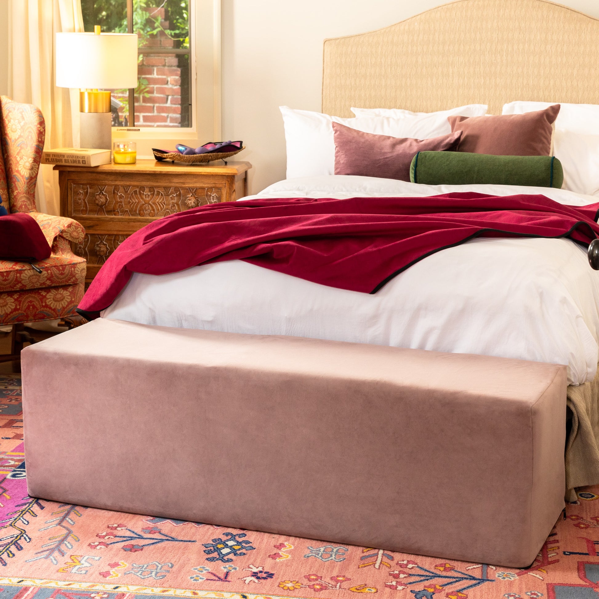 Liberator Aria Convertible Sex Chaise & End Of Bed Bench - Microvelvet Rose