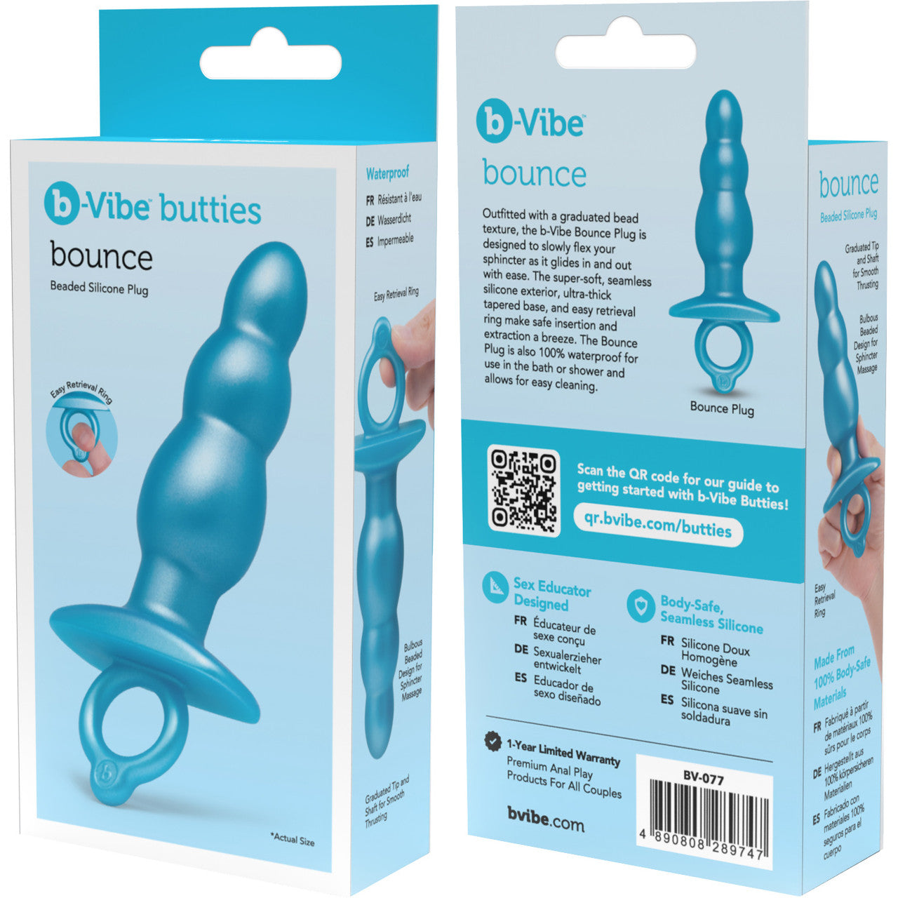 b-Vibe Butties Bounce Beaded Silicone Anal Plug - Blue b-Vibe Butties Bounce Beaded Silicone Anal Plug - Blue