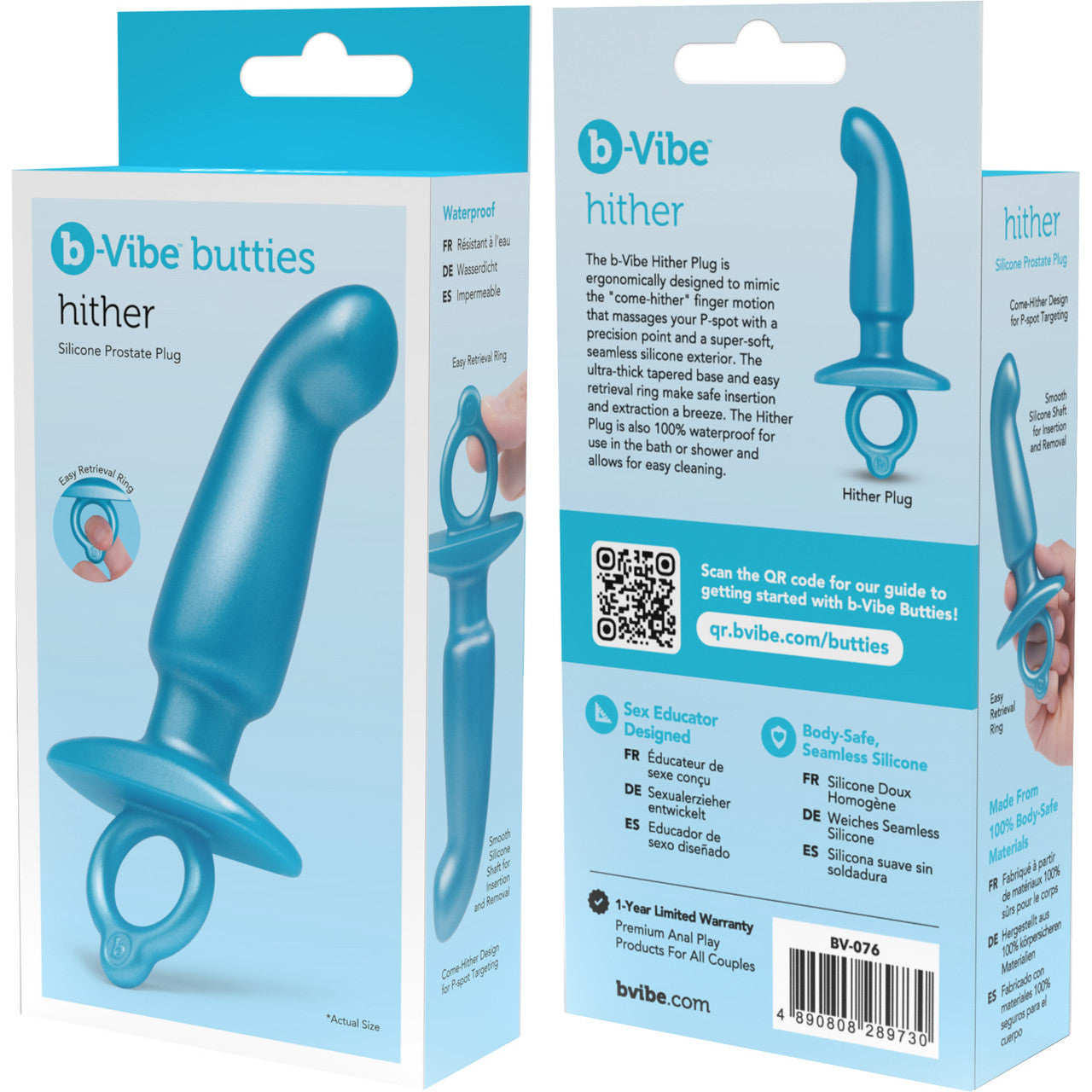 b-Vibe Butties Hither Silicone Prostate Plug - Blue