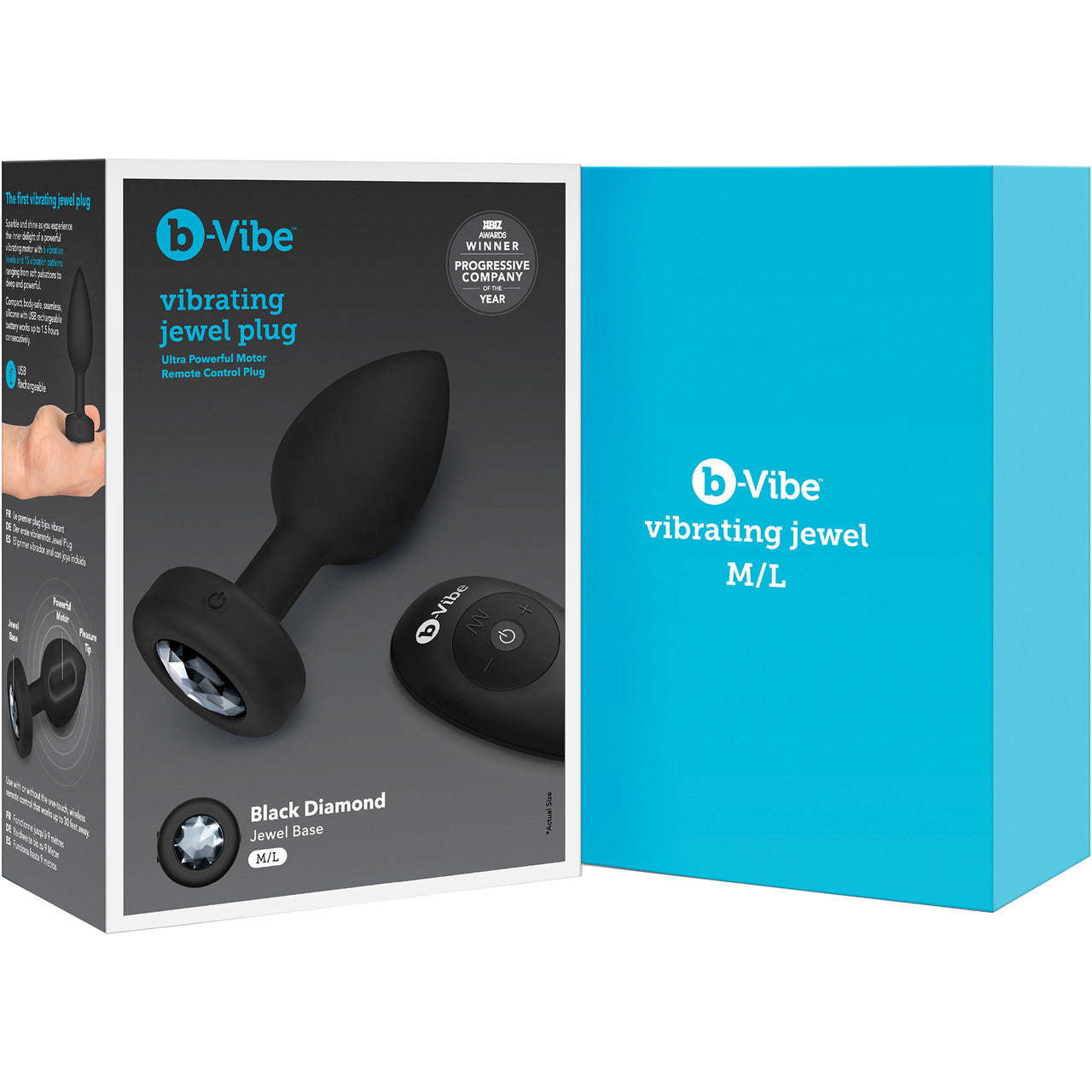 b-Vibe Vibrating Jewel Plug M/L Remote Control Silicone Anal Toy - Black