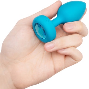 b-Vibe Vibrating Jewel Plug S/M Remote Control Silicone Anal Toy - Teal