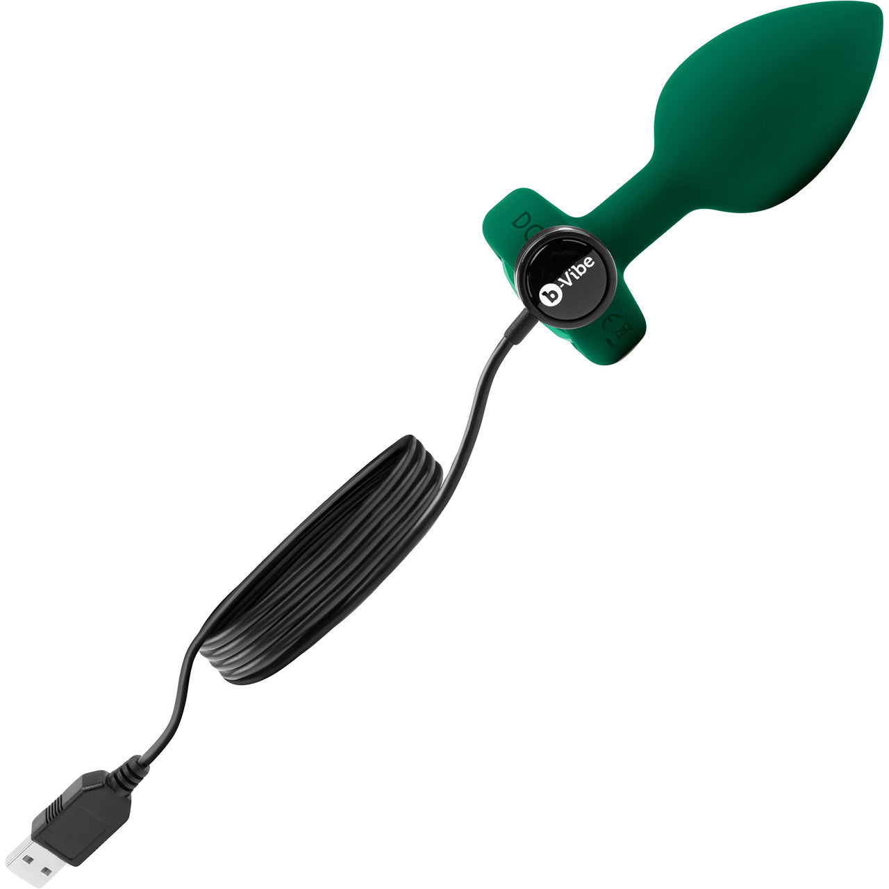 b-Vibe Vibrating Jewel Plug M/L Remote Control Silicone Anal Toy - Emerald Green