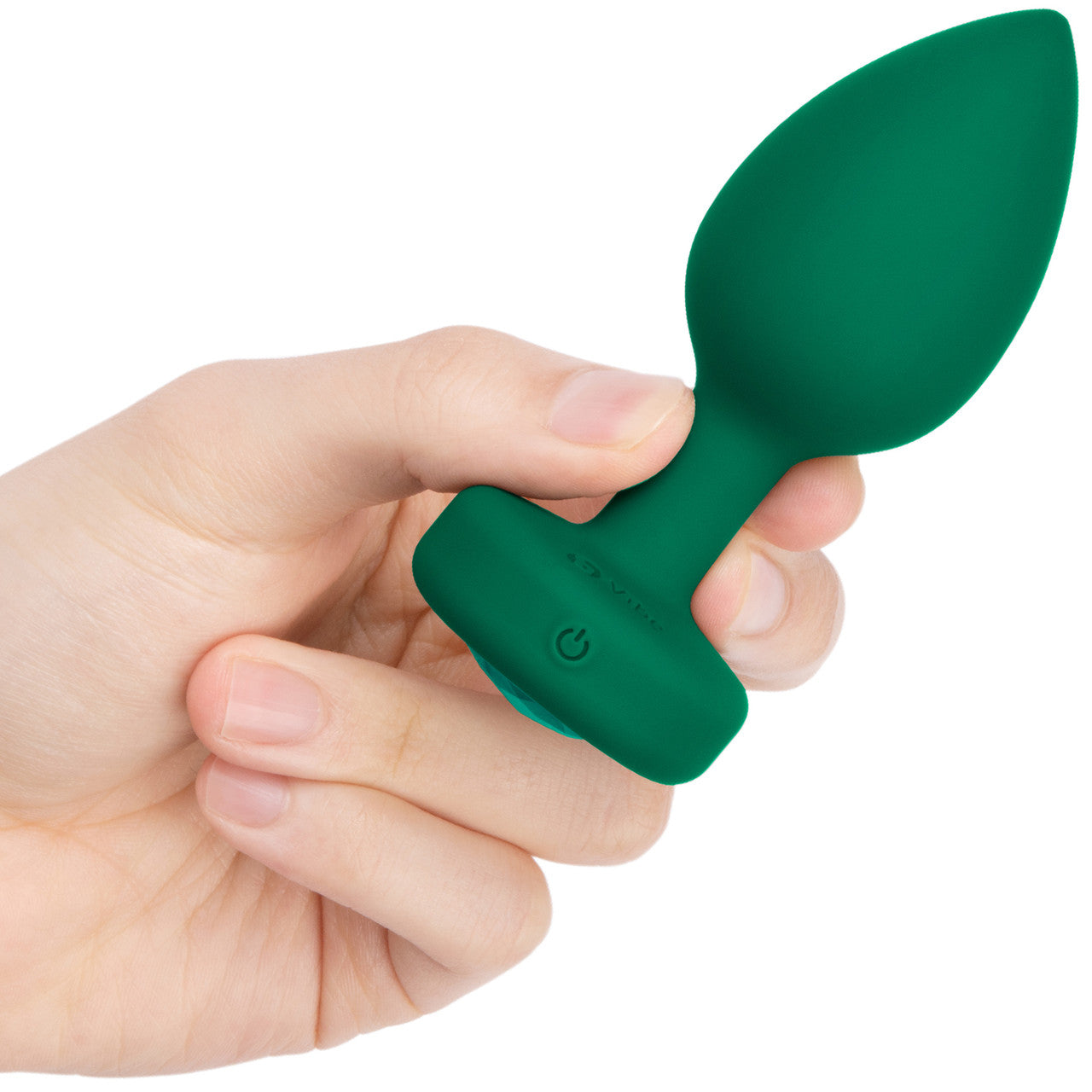 b-Vibe Vibrating Jewel Plug M/L Remote Control Silicone Anal Toy - Emerald Green