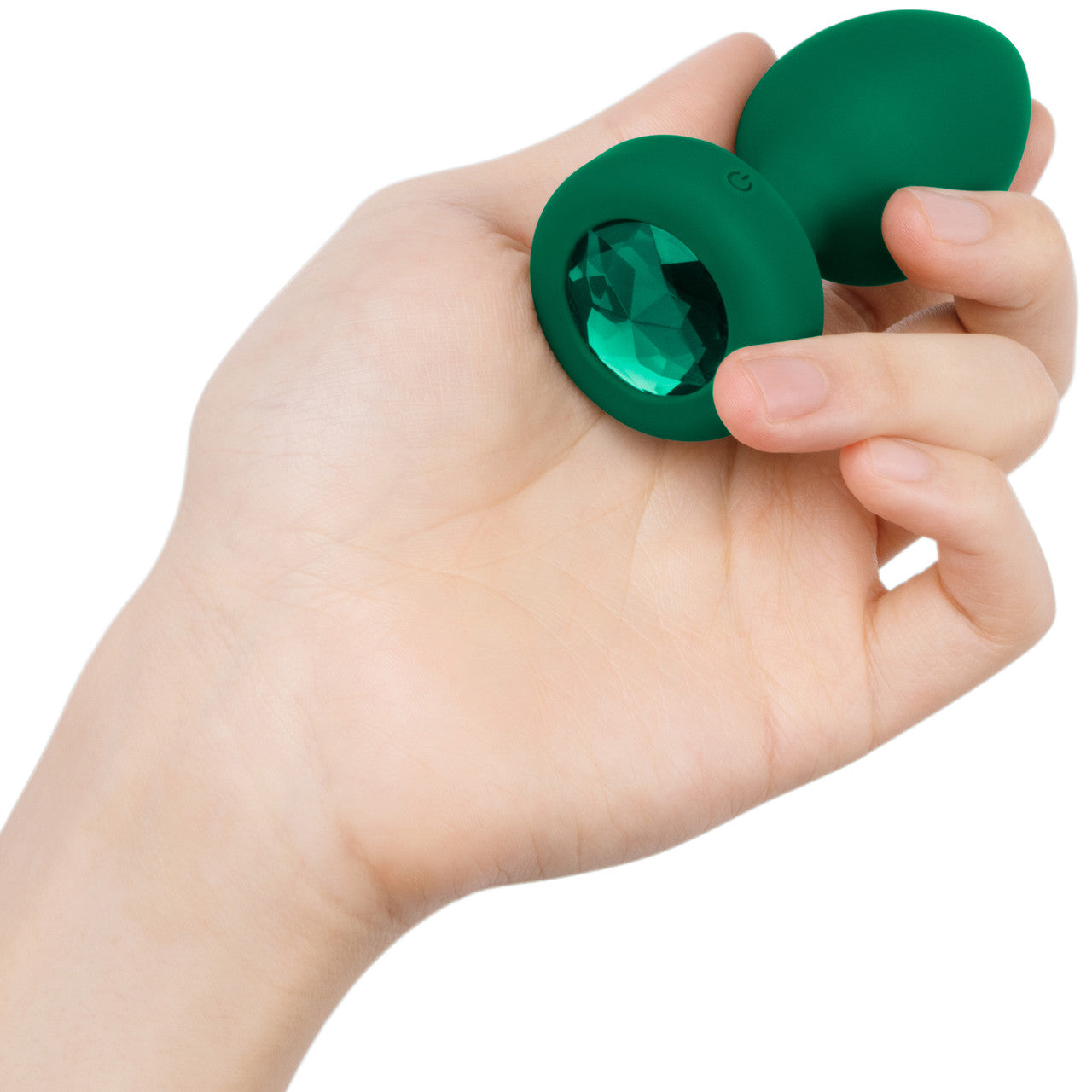 b-Vibe Vibrating Jewel Plug M/L Remote Control Silicone Anal Toy - Emerald Green