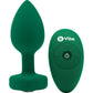 b-Vibe Vibrating Jewel Plug M/L Remote Control Silicone Anal Toy - Emerald Green