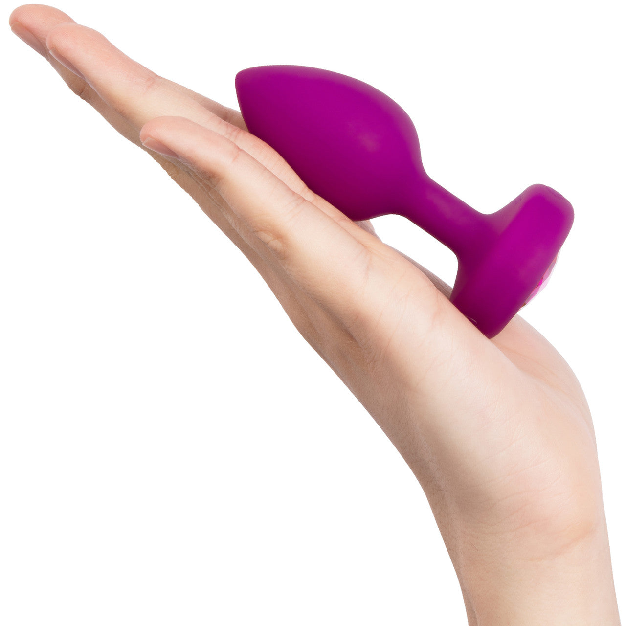 b-Vibe Vibrating Jewel Plug S/M Remote Control Silicone Anal Toy - Fuschia