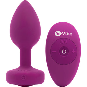 b-Vibe Vibrating Jewel Plug S/M Remote Control Silicone Anal Toy - Fuschia