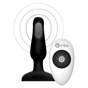 b-Vibe Novice Plug Vibrating Silicone Anal Plug With Remote - Black