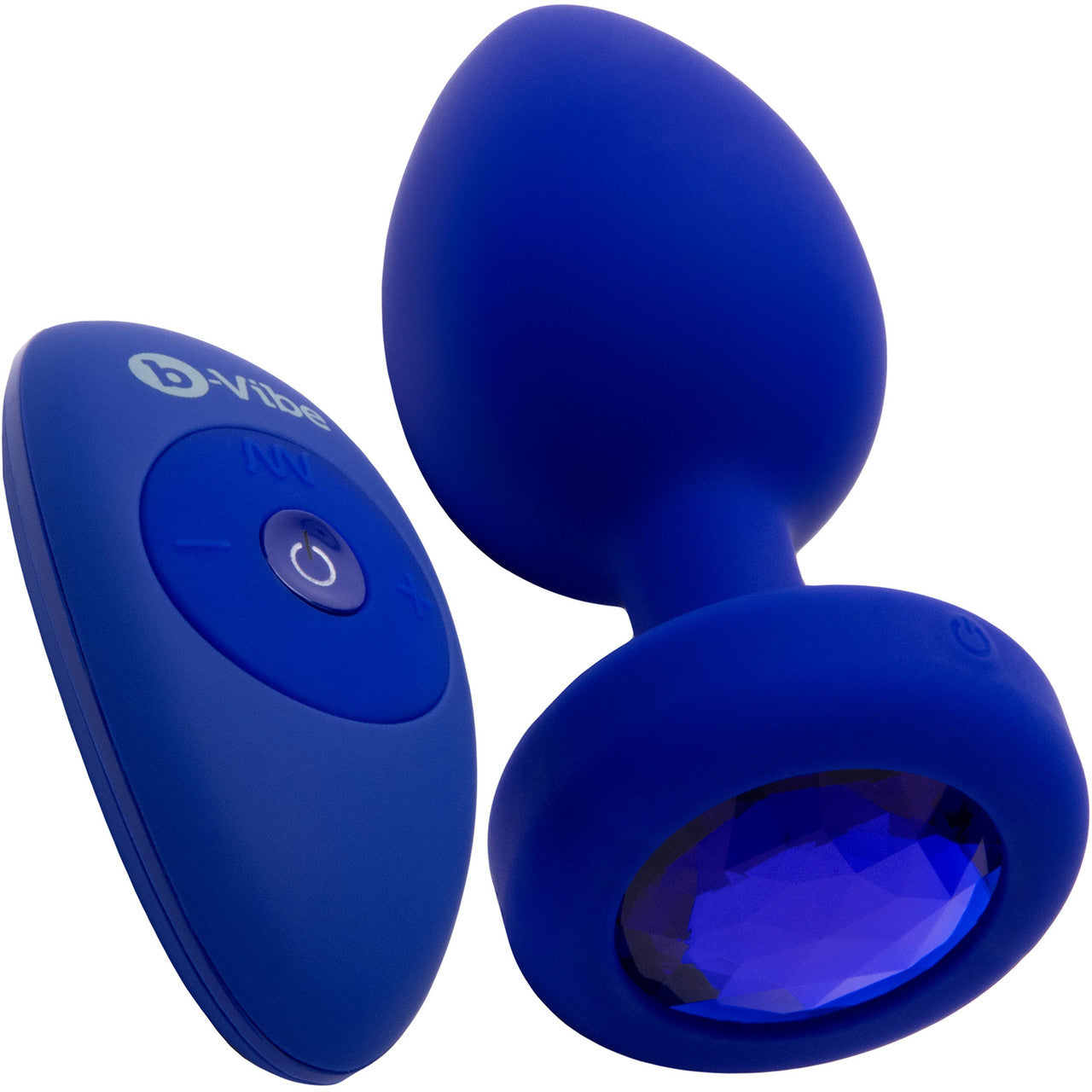 b-Vibe Vibrating Jewel Plug L/XL Remote Control Silicone Anal Toy - Navy