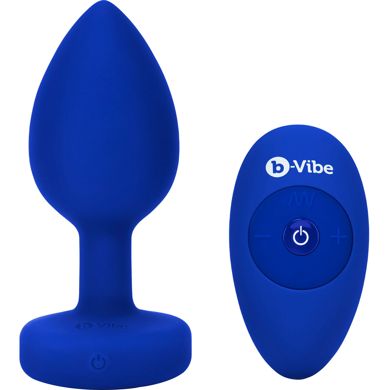 b-Vibe Vibrating Jewel Plug L/XL Remote Control Silicone Anal Toy - Navy