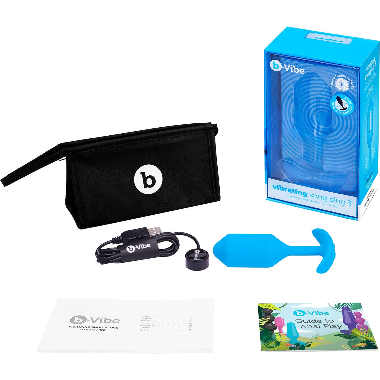 b-Vibe Vibrating Snug Plug 3 Rechargeable Silicone Anal Plug - Blue b-Vibe Vibrating Snug Plug 3 Rechargeable Silicone Anal Plug - Blue