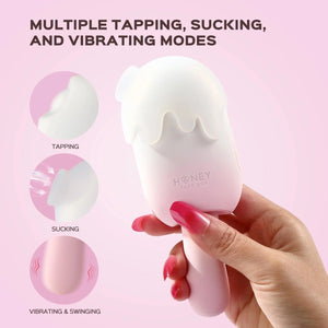 Honey Play Box BITE ME Sucking Tapping & Vibrating Cream Pop Clit Stimulator - Pink