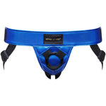 Strap-on-Me Curious Leatherette Strap-On Harness - Metallic Blue