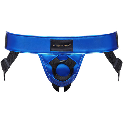 Strap-on-Me Curious Leatherette Strap-On Harness - Metallic Blue