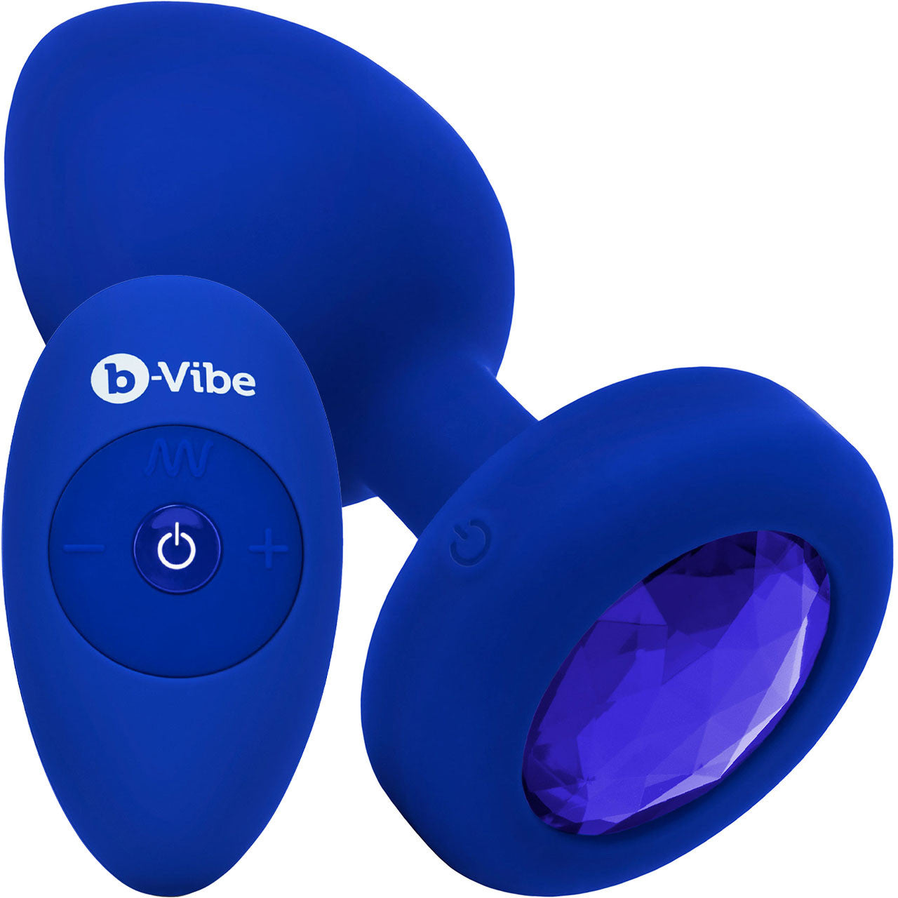 b-Vibe Vibrating Jewel Plug L/XL Remote Control Silicone Anal Toy - Navy