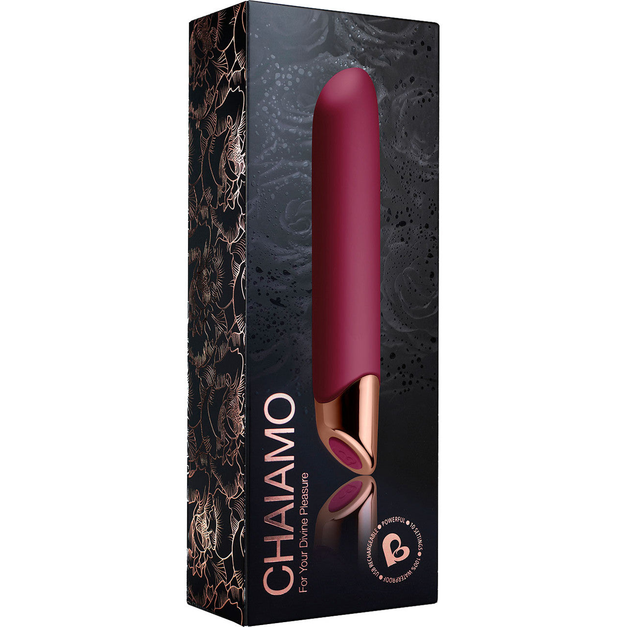 Chaiamo 10-Function Rechargeable Silicone Vibrator by Rocks-Off - Burgundy