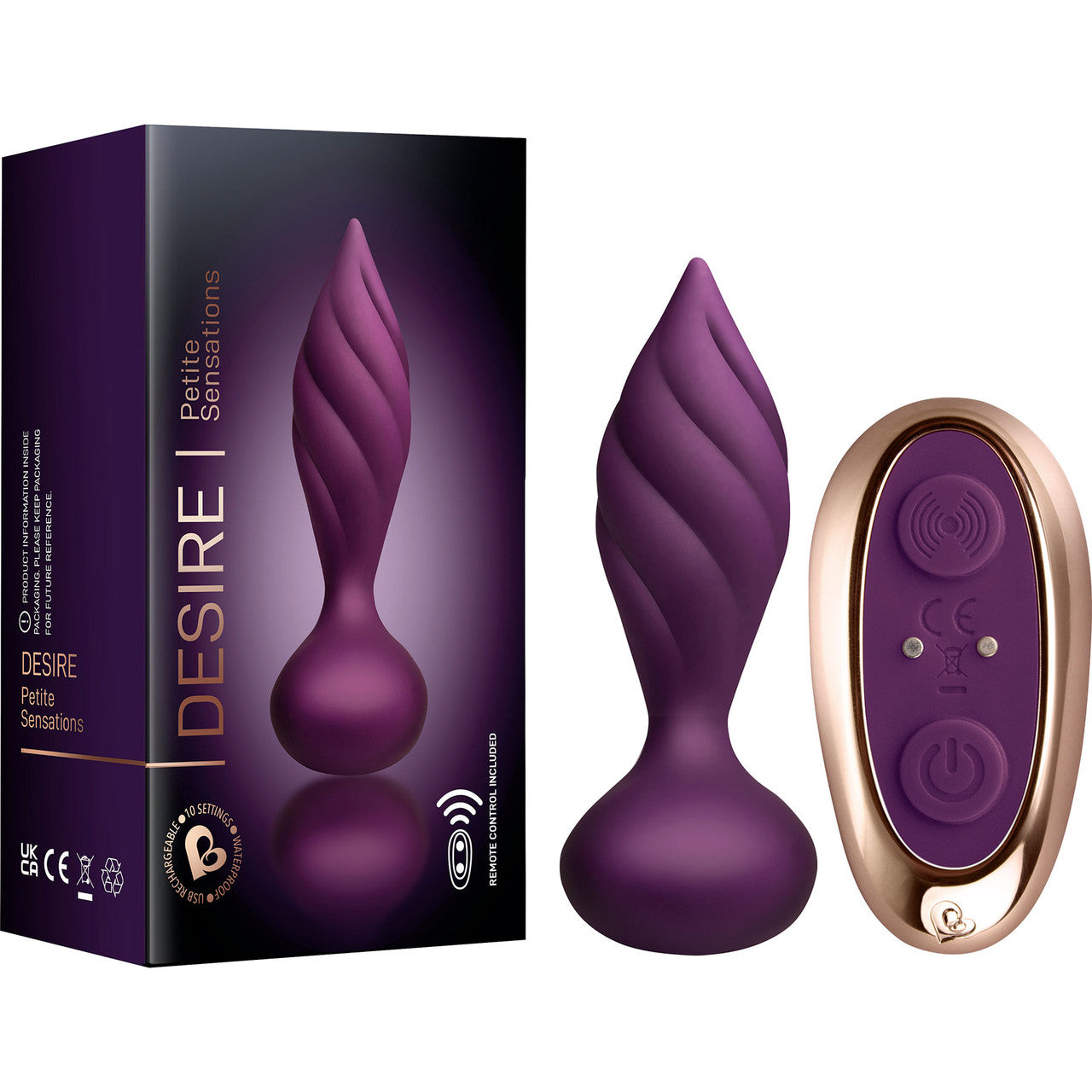 Desire Rechargeable Waterproof Silicone Anal Plug With Remote By Rocks-Off - Purple