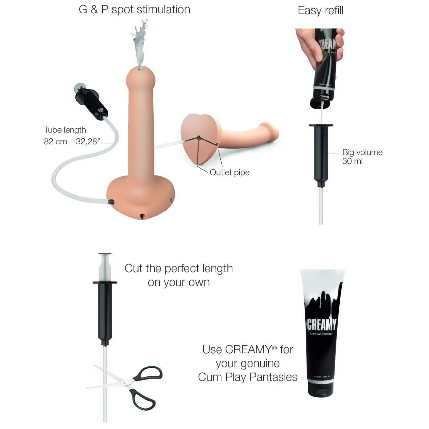 Strap-on-Me Squirting Harness Compatible Silicone Dildo