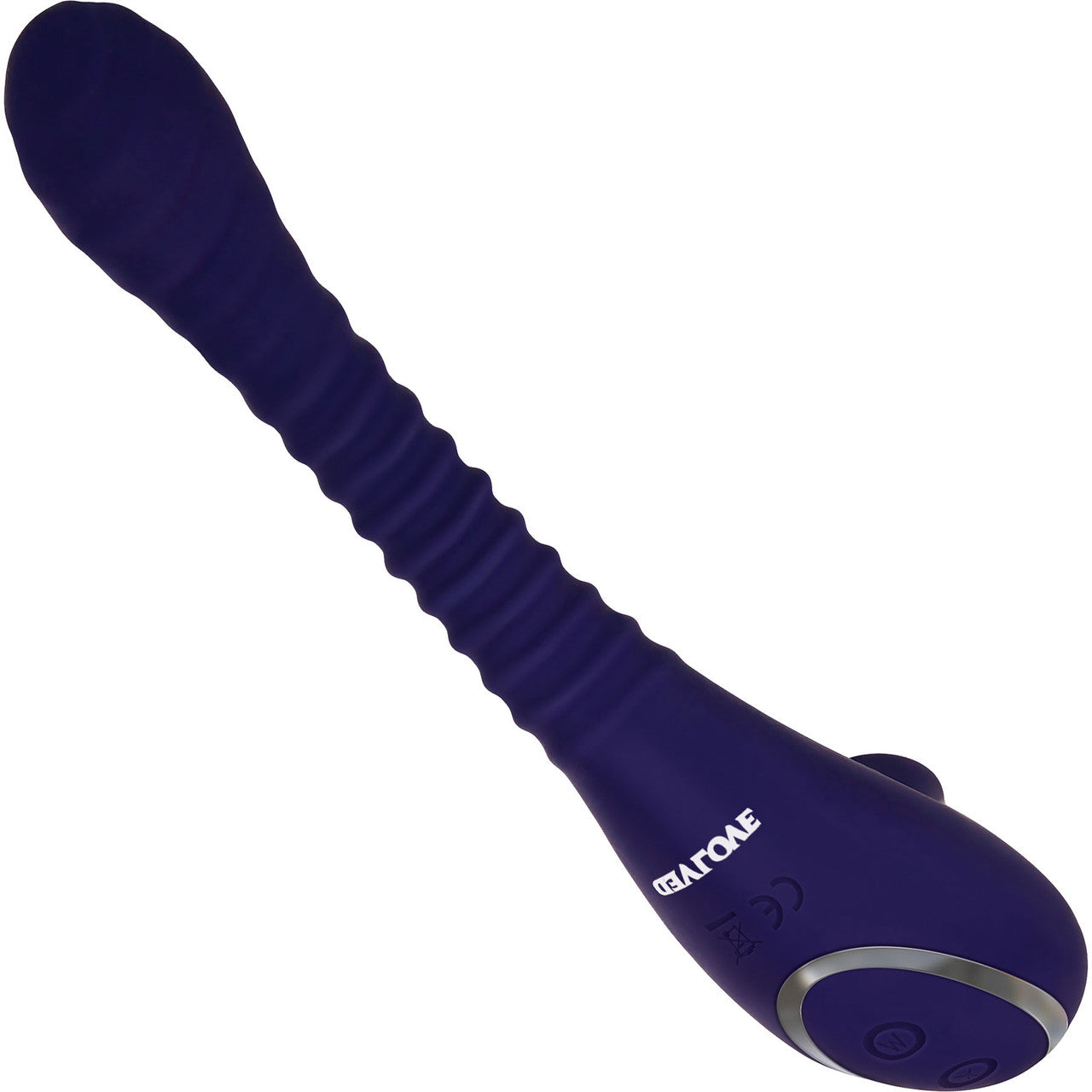 Bendable Sucker Silicone Rechargeable Dual Stim Clitoral Sucker & Insertable Textured Vibrator By Evolved Novelties