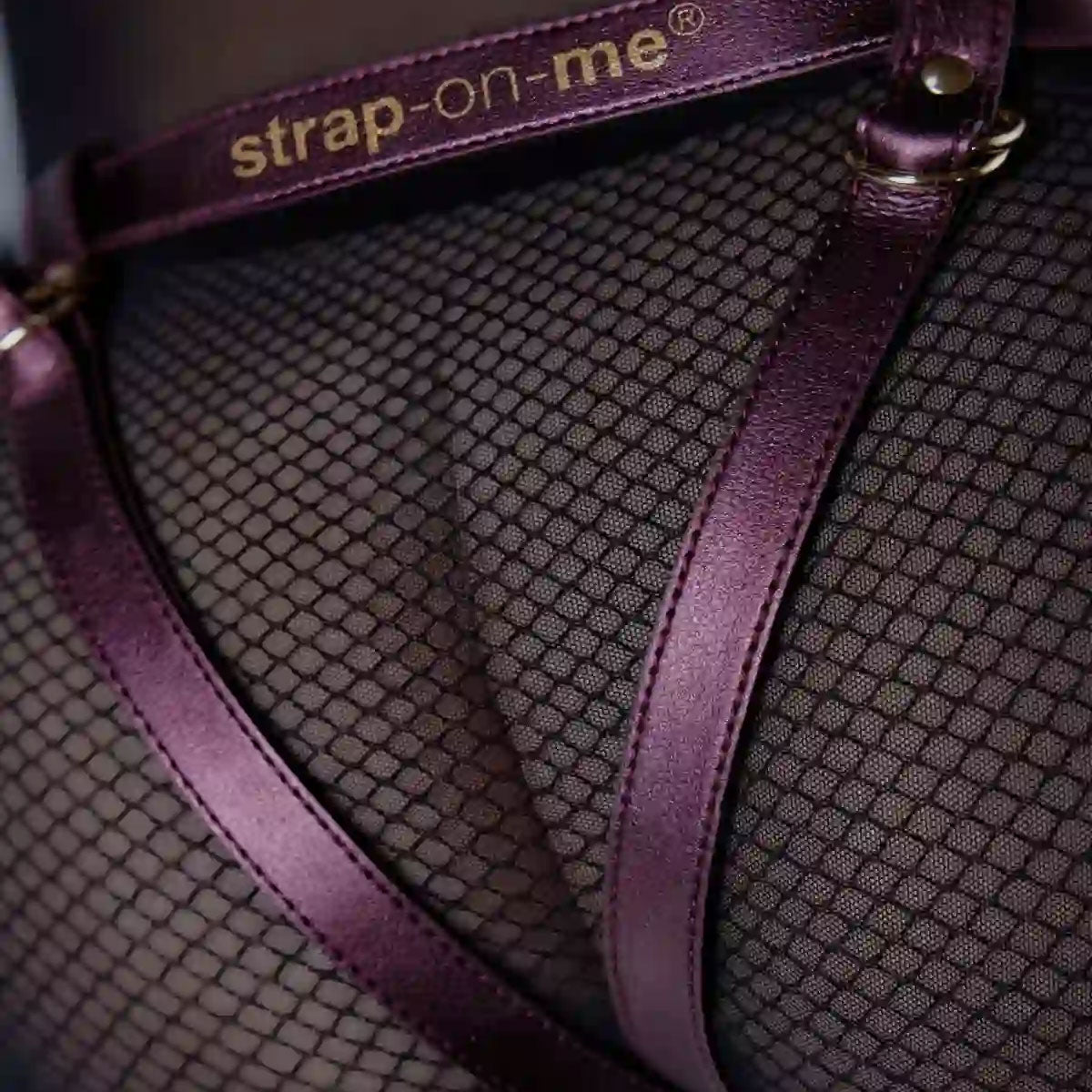 Strap-on-Me Generous Leatherette Harness - Metallic Aubergine