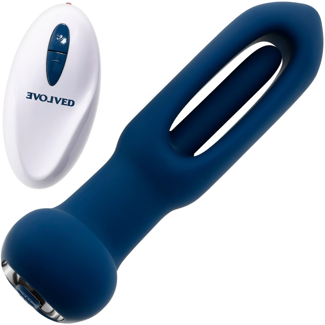 The Flapper Silicone Vibrating Anal Plug With Flapping Shaft & Remote By Evolved Novelties - Blue