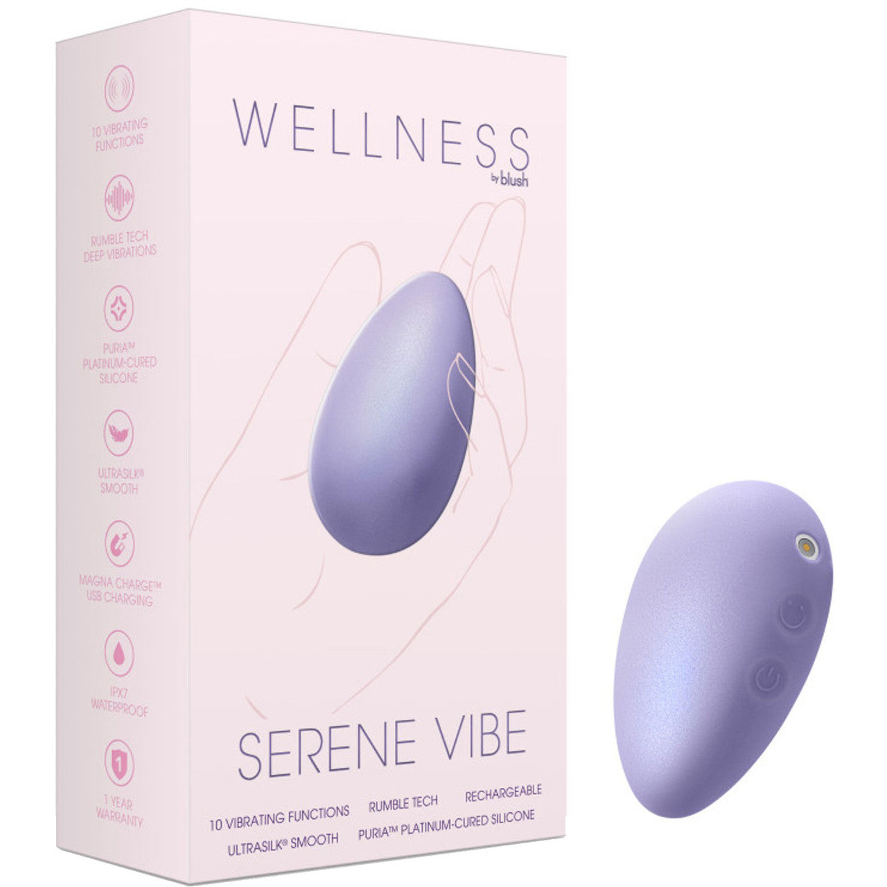 Wellness Serene Vibe Rechargeable Waterproof Silicone Vibrating Egg Massager By Blush