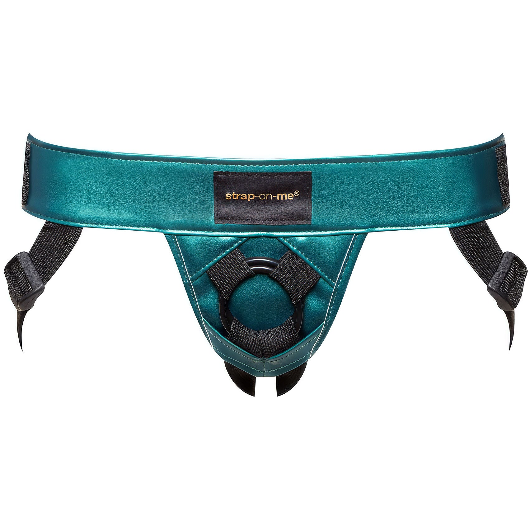 Strap-on-Me Curious Leatherette Strap-On Harness - Metallic Green