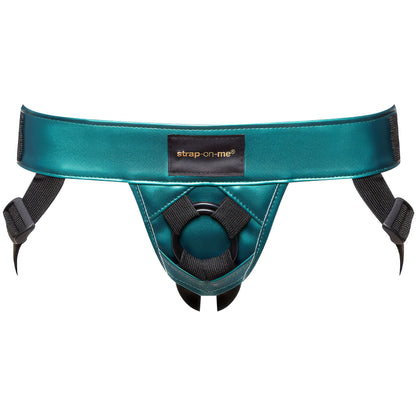 Strap-on-Me Curious Leatherette Strap-On Harness - Metallic Green