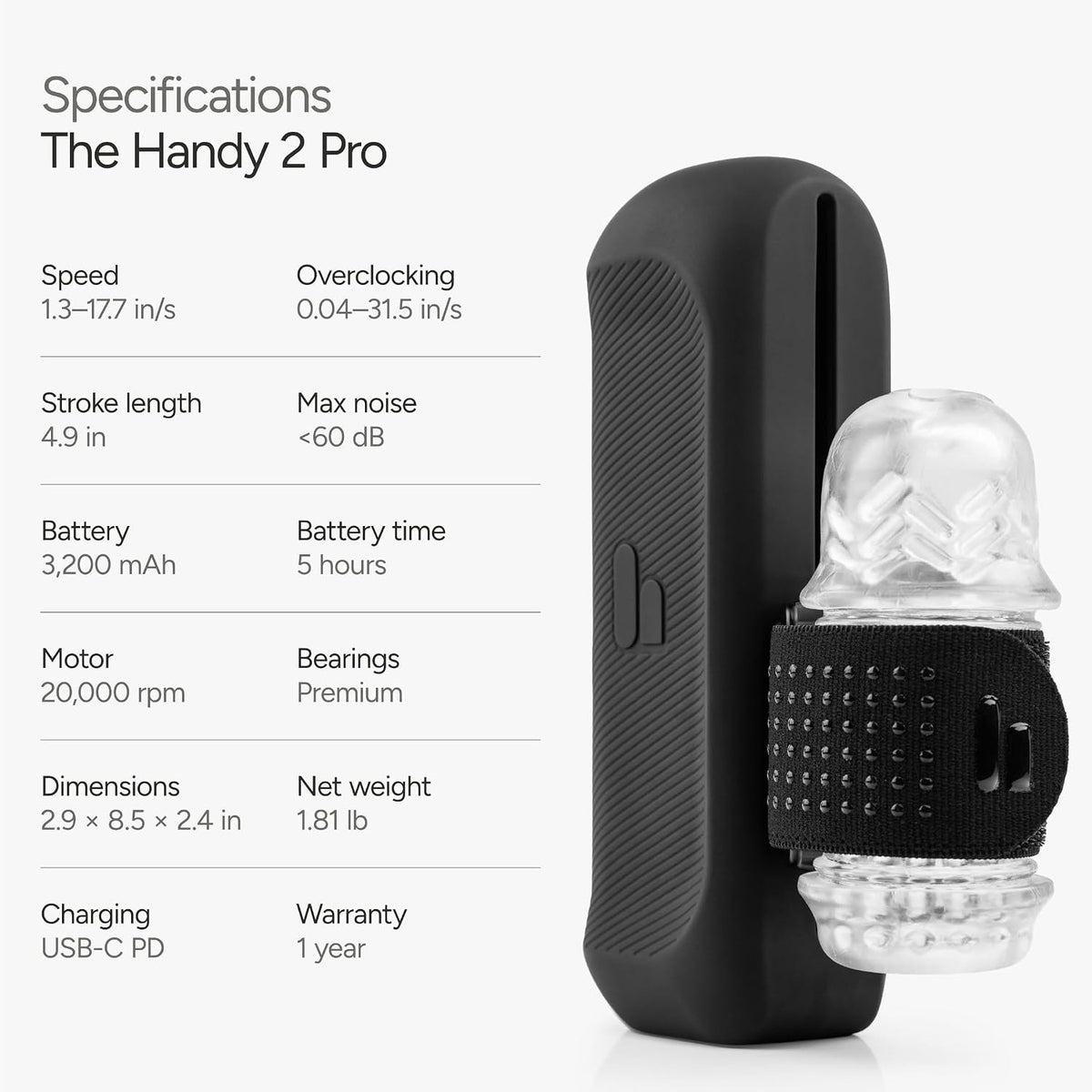 The Handy 2 Interactive App Enabled Penis Stroker - Specifications