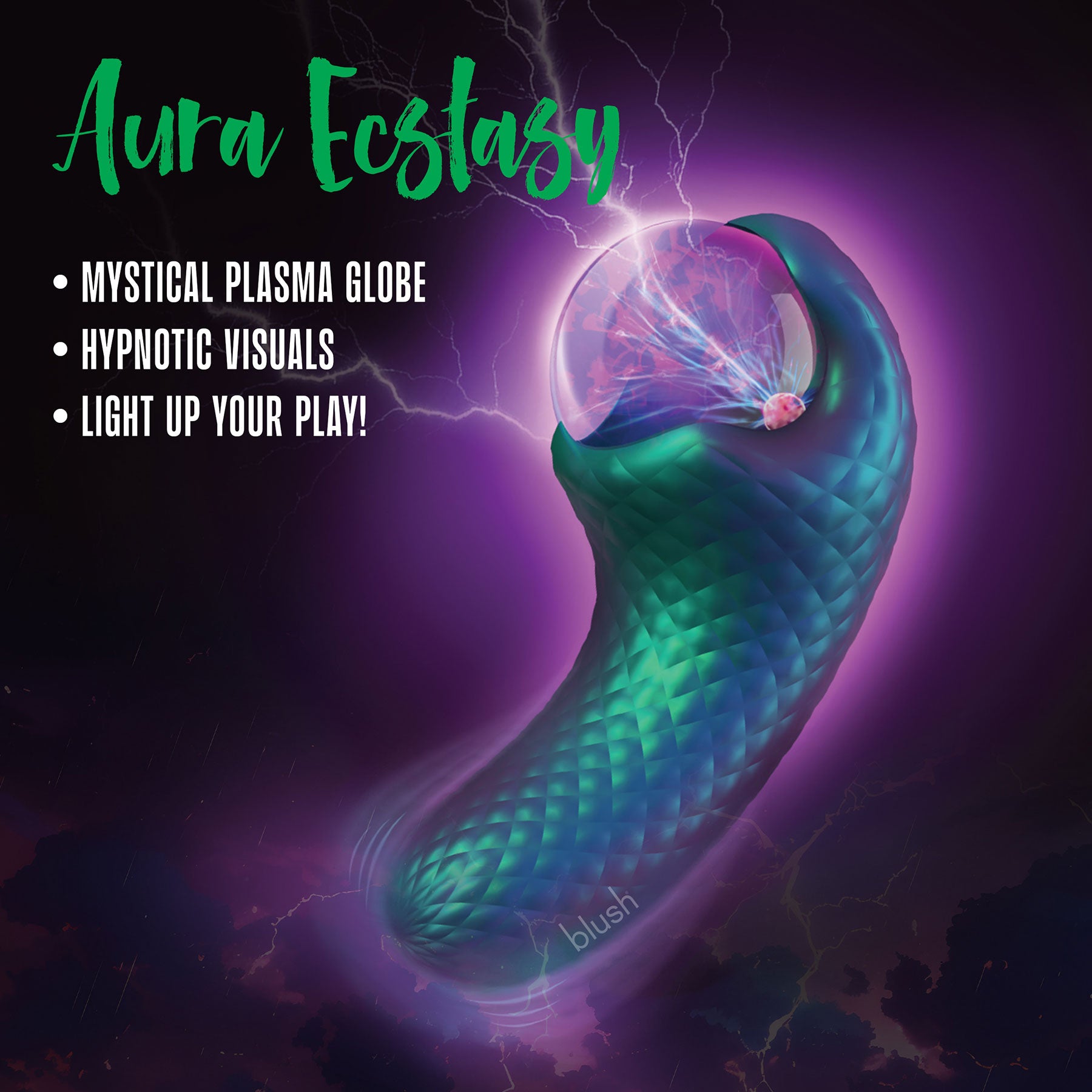 Temptasia By Blush Enchanted Serpent Pulse Vibrator With Mystical Plasma Globe - Dark Millenia