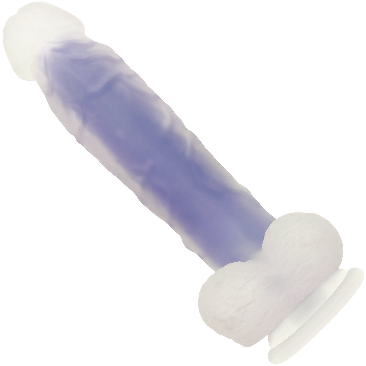 Luminous Glow-In-The-Dark 8" Silicone Dildo With Balls By Evolved Novelties - Purple