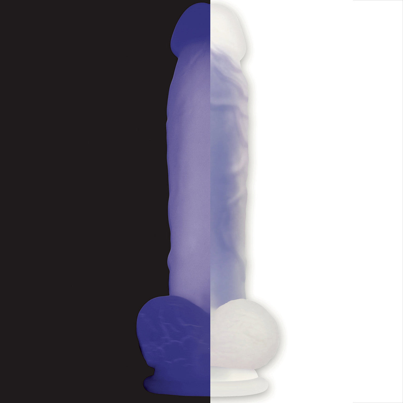 Luminous Glow-In-The-Dark 8" Silicone Dildo With Balls By Evolved Novelties - Purple