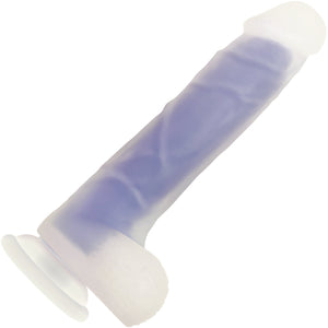 Luminous Glow-In-The-Dark 8" Silicone Dildo With Balls By Evolved Novelties - Purple