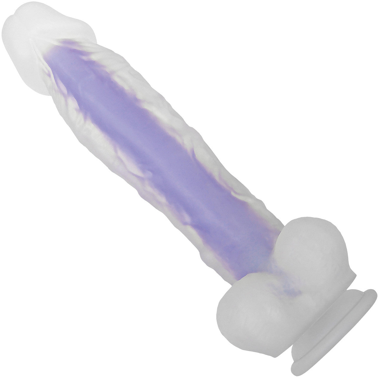 Luminous Stud Glow-In-The-Dark 10.5" Silicone Dildo With Balls By Evolved Novelties - Purple