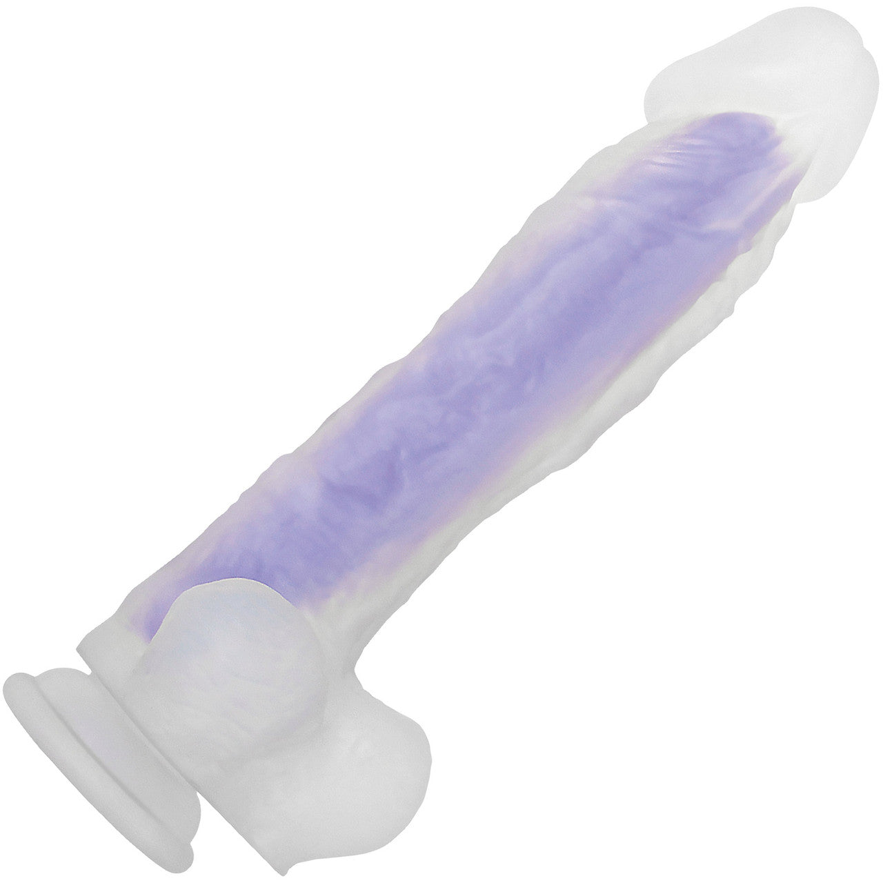 Luminous Stud Glow-In-The-Dark 10.5" Silicone Dildo With Balls By Evolved Novelties - Purple