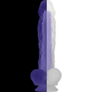 Luminous Stud Glow-In-The-Dark 10.5" Silicone Dildo With Balls By Evolved Novelties - Purple