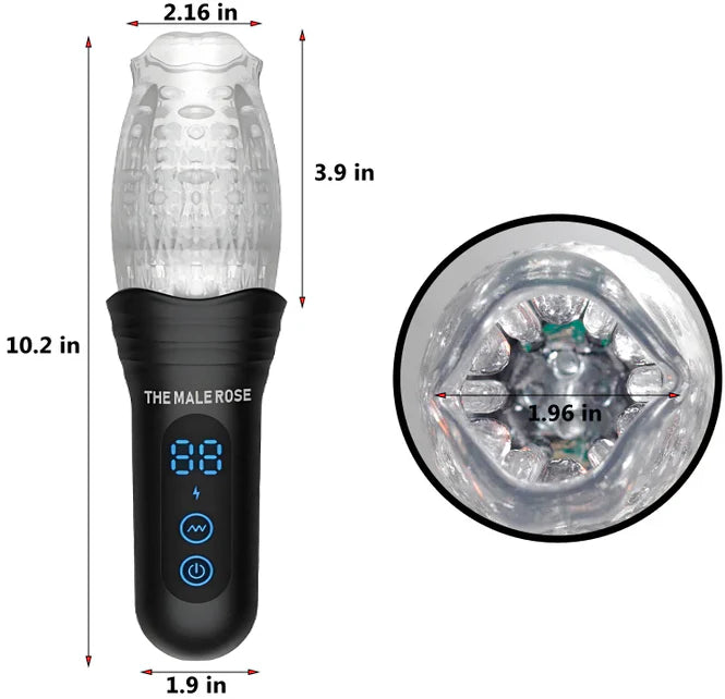 The Male Rose Pro Thrusting Vibrating Rotating Oral Sex Penis Masturbator