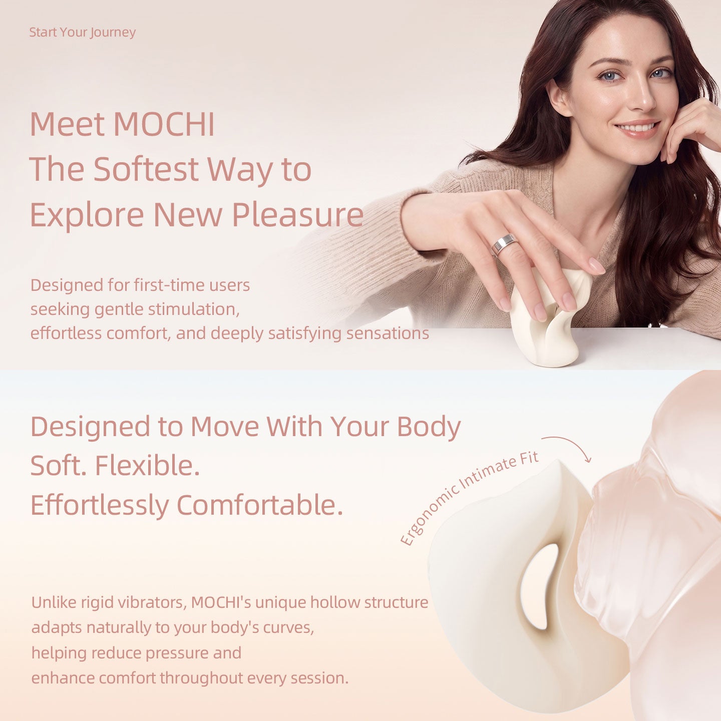 ZALO MOCHI Aurora Series Dual-Point Silicone Vibrating Massager - Infographic