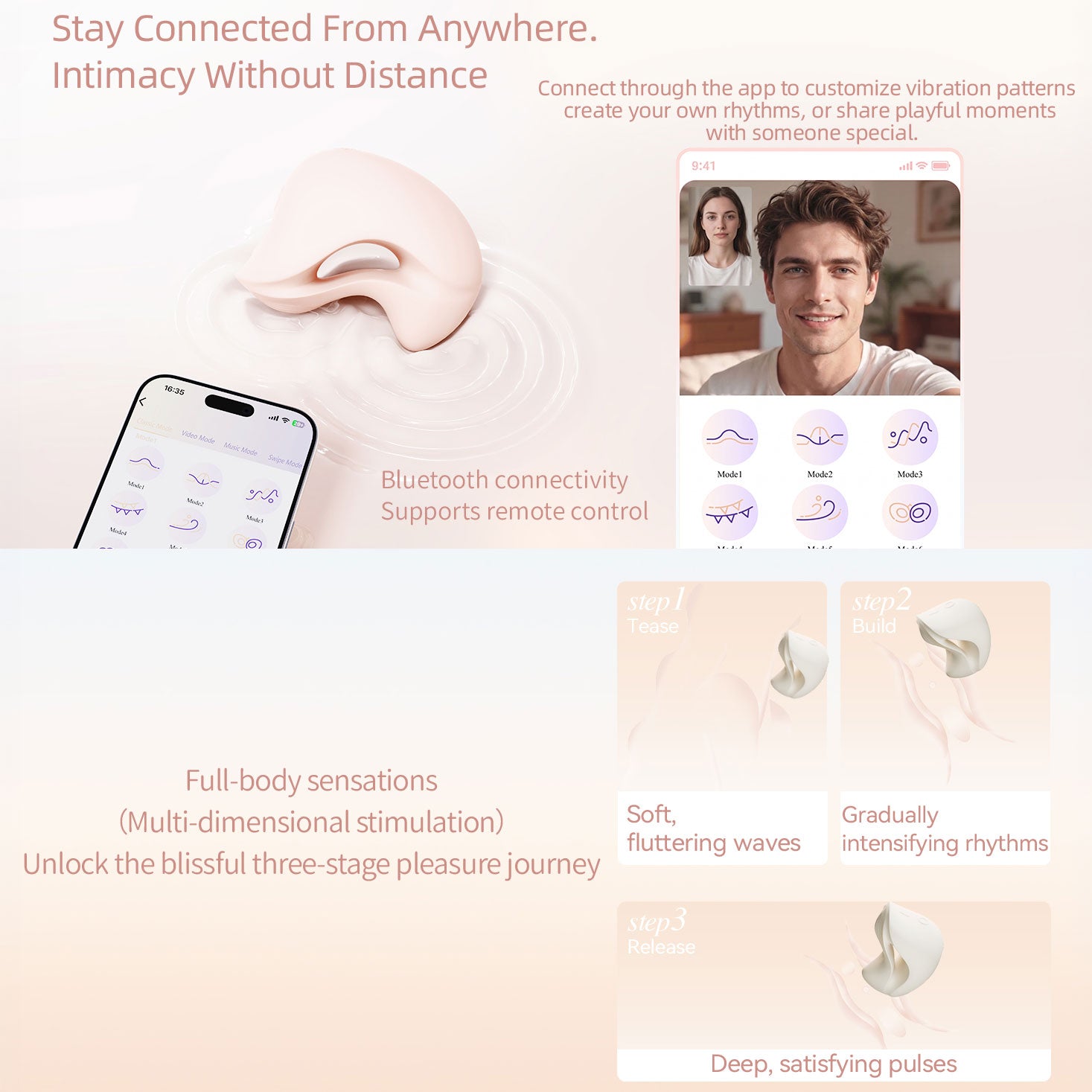 ZALO MOCHI Aurora Series Dual-Point Silicone Vibrating Massager - Infographic