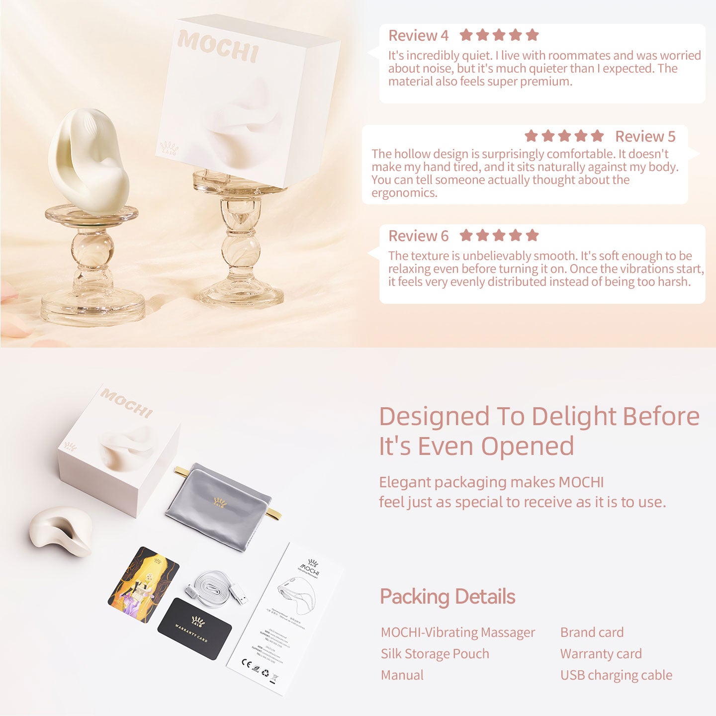 ZALO MOCHI Aurora Series Dual-Point Silicone Vibrating Massager - Infographic