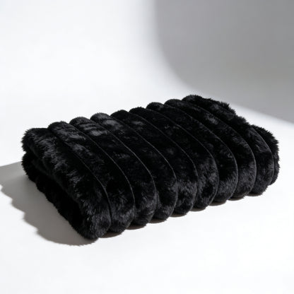 Fascinator Fur Luxe Queen Waterproof Love Throw - Mondo Black Faux Fur