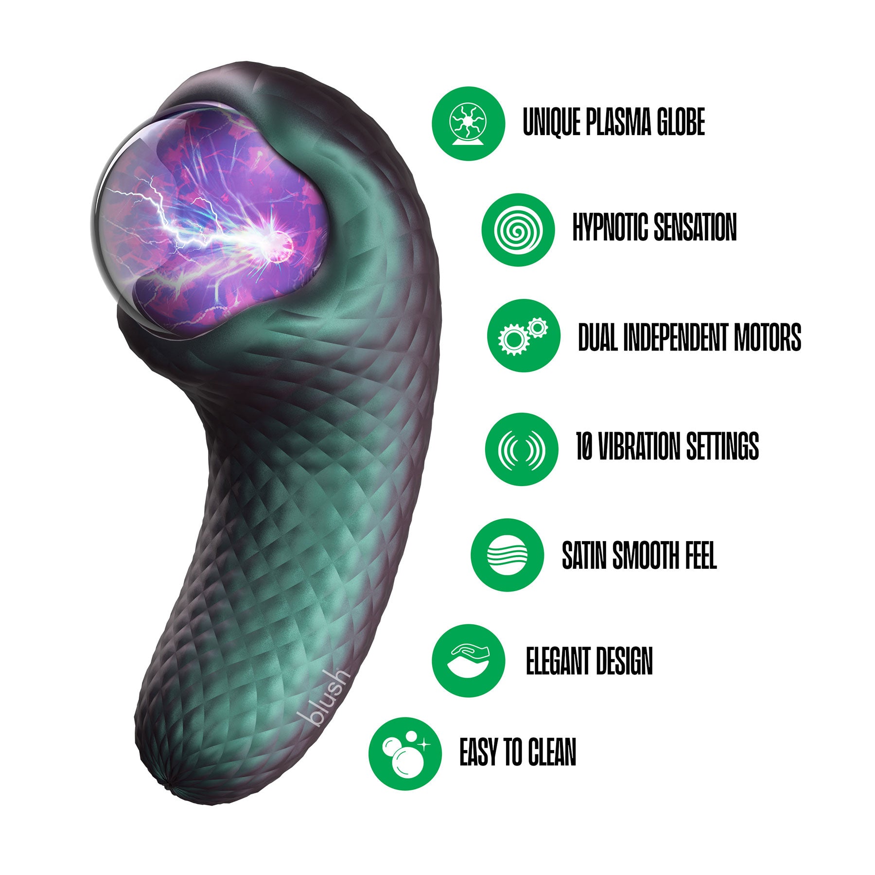 Temptasia By Blush Enchanted Serpent Pulse Vibrator With Mystical Plasma Globe - Dark Millenia