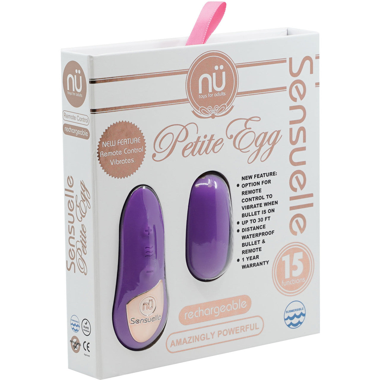 15-Function Remote Control Rechargeable Waterproof Vibrating Petite Egg By Nu Sensuelle - Purple