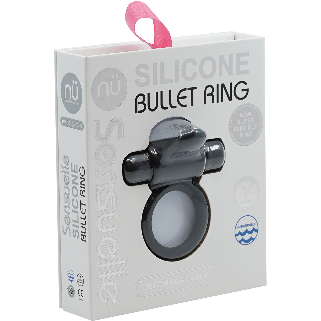 Silicone Waterproof Rechargeable Bullet Cock Ring By Nu Sensuelle - Black
